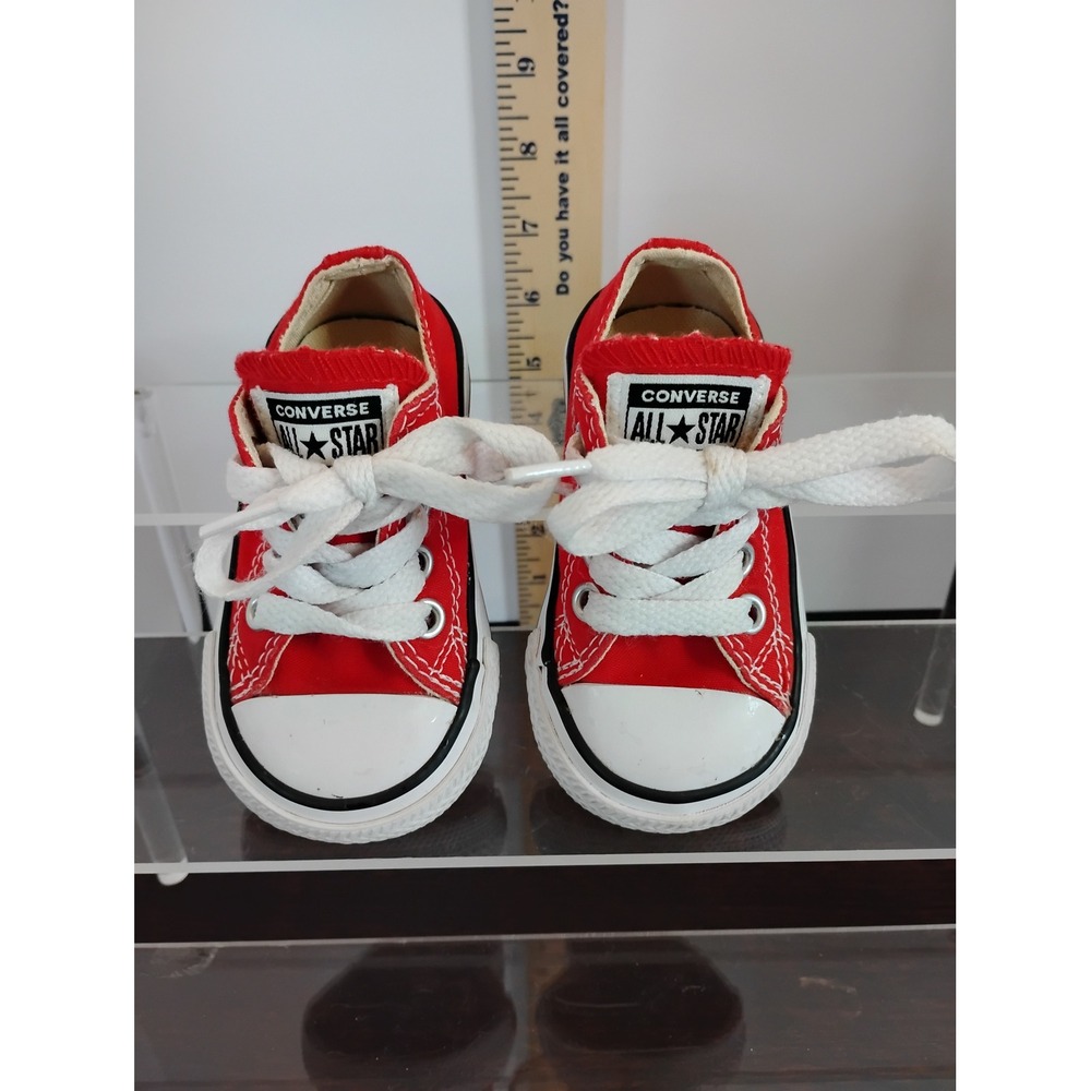 Converse Chuck Taylor All Star Red‎ Low Top Canvas Sneakers Kids Size 3 Toddler